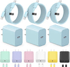 iPhone 17 16 15 Charger Fast Charging 3+3Pack Type C Charger USB C Chargers Block with 6FT Cable for iPhone Air/17/17 Plus/17 Pro/17 Pro Max/16/16 Plus/16 Pro/16 Pro Max/15/15 Pro Max/iPad Pro(Blue)