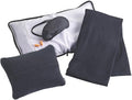 Lewis N. Clark Ultimate Comfort Set + Portable Travel Kit for Airplane, Includes Inflatable Pillow + Zippered Carrying Case, Cozy Fleece Blanket, Eye Mask for Sleeping & Foam Ear Plugs, Black