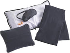 Lewis N. Clark Ultimate Comfort Set + Portable Travel Kit for Airplane, Includes Inflatable Pillow + Zippered Carrying Case, Cozy Fleece Blanket, Eye Mask for Sleeping & Foam Ear Plugs, Black