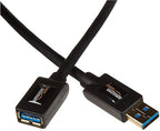 Amazon Basics USB 3.0 Extension Cable, A-Male to A-Female, 4.8Gbps High-Speed, Gold-Plated Connectors, 6.5 Foot, Black