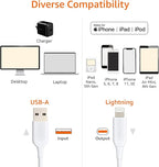 Amazon Basics 2-Pack Apple MFi Certified USB-A to Lightning Cable, Fast Charging, Data Sync, High Speed Transfer, Sturdy Design for iPhone 14 13 12 11 X Xs Pro, Pro Max, Plus, iPad, 6 Foot, White