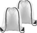 PLULON 2Pcs White Drawstring Bags Bulk Drawstring Backpack String Backpack Cinch Sack Sport Gym Backpack Bags for Yoga Traveling Outdoor Sports