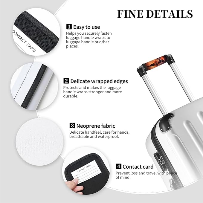 Abstract Modern Woman Fire 2 Pack Luggage Handle Wrap Set of Neoprene Luggage Tags for Suitcases Bag Strap Wrap Cover Travel Airplane Accessories Covers Markers Sleeve Grips Identifiers Cruise