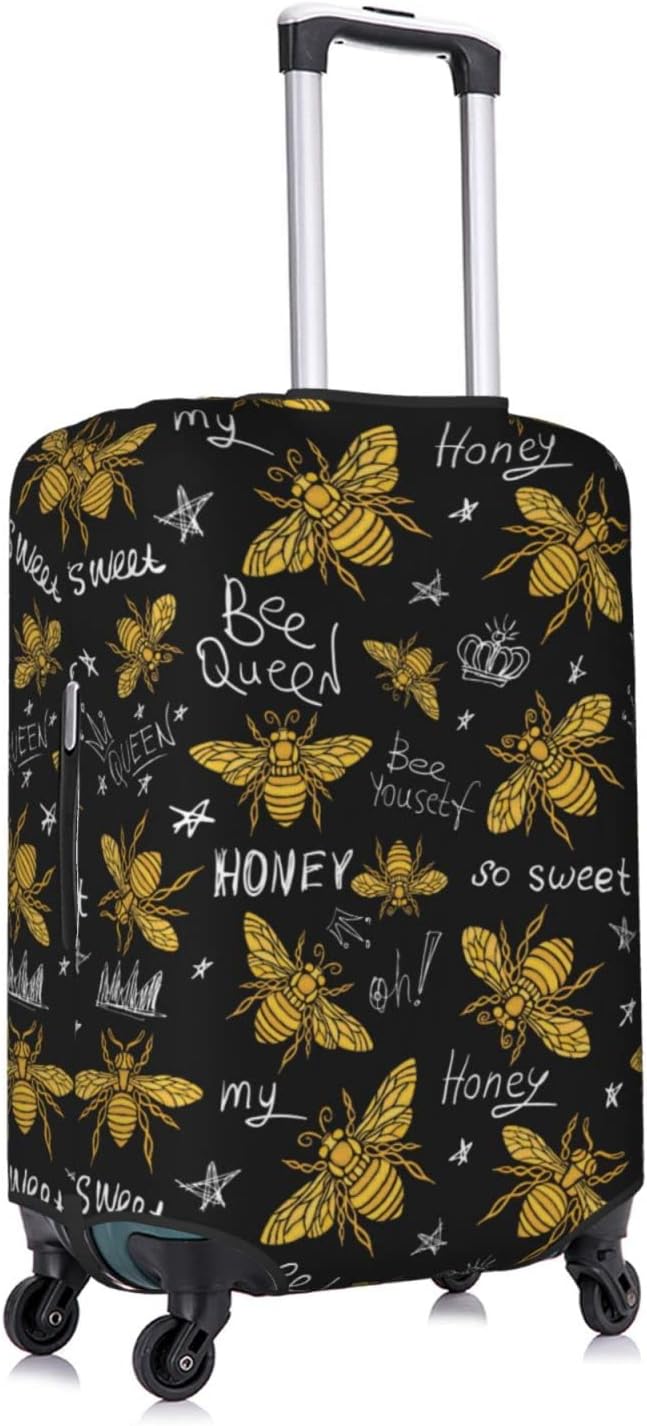 Travel Luggage Cover Suitcase Protector, Honey Bees Golden Luxury Thicker Washable Elastic Stretch Anti-scratch Luggage Sleeve with Concealed Zipper for Wheeled Suitcase Fits 29-32 Inch Luggage
