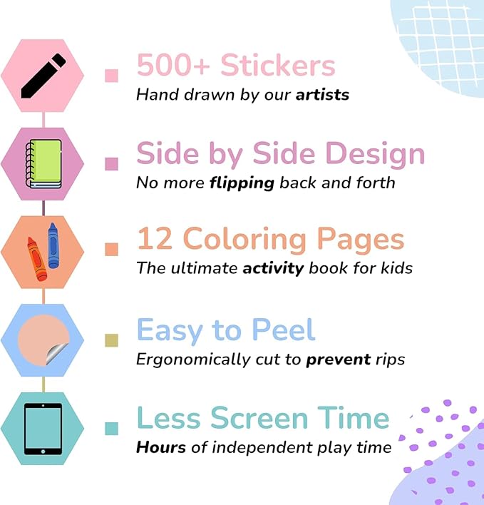 Monkey 500+ Kids Sticker Book by Cupkin Toddler Airplane Travel Activity Coloring and Sticker Book, Road Trip Essentials, 12 Coloring Pages 12 Scenes for Ages 2–8 Years