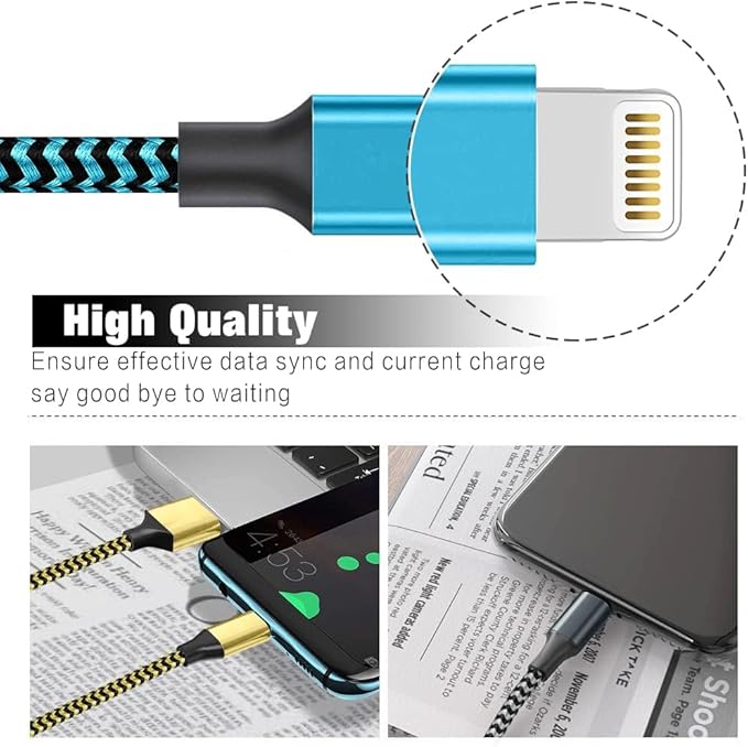 SHUSEL for iPhone Charger 10FT 3 Pack USB Lightning Cable MFi Certified Fast Charging Nylon Braided for iPhone Charger Cord Compatible with iPhone 14 Plus 14 pro max 13 12 11 XS X XR 8 Plus