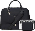 Wogarl 4PCS Weekender Bags for Women Large Overnight Weekend Travel Duffel Carry on Shoulder with Shoe Compartment Canvas Toiletry Bag for Travel Business Gym