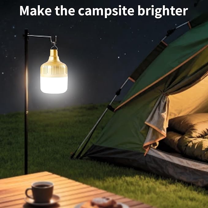 2 Pack Rechargeable LED Camping Lantern, 4000mAh IPX4 Waterproof Tent Light with Hook, USB Flashlight for Hiking, Travel, Hurricane Power Outage Emergency, Home Garage Repair, BBQ Lighting