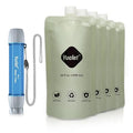 Yuclet Squeeze Water Filtration System with Four 34-Oz Squeezable Pouches and 0.1 Micron Filter Straw, Portable Water Purifier Survival for Backpacking, Camping, Hiking and Emergency Preparedness
