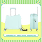 smilesun 20" Ride-On Travel Suitcase for Kids, Cute Ear Toddler Carry on Luggage with Spinner Wheels, Children Rolling Trolly Luggage with Combination Lock (Green with Rope)