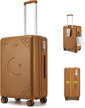 Somago Expandable Carry On luggage with Shock-Absorbing Braking Spinner Wheels Moon Star Design Hard Shell Suitcase with Cupholder TSA Lock (Toffee Brown,Expandable 20 Inch)