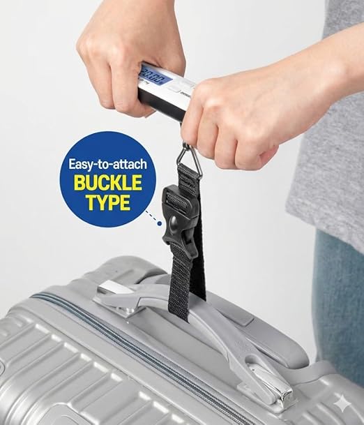 Digital Luggage Scale for Travel - Portable Handheld Weight Scale for Suitcases & Bags - 110lbs/50kg Capacity with LCD Display - 2 AAA Batteries Included (White)