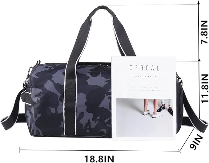 mezhsa Kids Overnight Duffle Bag Girls Boys Sports Gym Bag with Shoe Compartment Wet Pocket Camouflage travel bag(Grey)