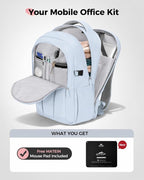 MATEIN HER Nurse Backpack for Women with Lunch Compartment, Water Resistant Work Backpack with Water Bottle Holder & RFID Pocket, Commute Office Business Travel Bag Fits 17.3'' Computer, Light Blue