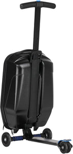 smilesun Scooter Luggage For Kids & Adults， Hardside Ride On Suitcase For Kids Ages 4-15 Multifunctional Lightweight Foldable Carry On Luggage With Wheels Ride On For Children Teenagers（Coal Black）