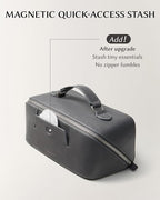 EACHY Travel Makeup Bag, Large Capacity Cosmetic Bag for Women, Waterproof PU Leather, Flat Open Portable Toiletry Bag for Skincare, Brushes & Travel Essentials