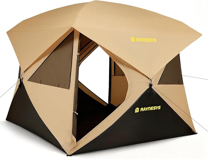 Camping Tent, 4 Person Tent for Camping, Setup in 60 Seconds, 4 Person Pop up Tents, Hub Tents, Water-Resistant, Windproof, Instant Cabin Tents with Rainfly & Carry Bag for Outdoor Camping