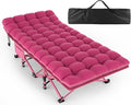 ZENPETIO Oversized XXL Folding Camping Cot, Heavy Duty Sleeping Cot for Adults with Mattress and Pillow, Portable Cot Bed with Carry Bag for Outdoor Camp Travel Home Guest Office, Pink