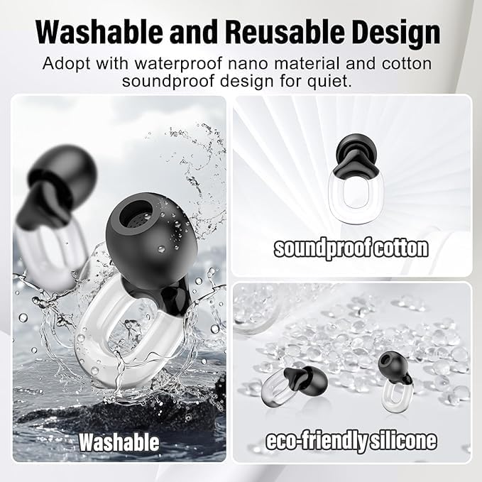 Ear Plugs for Sleeping 35dB Noise Cancelling Silicone Earplugs Single and Double Layer Tips for Side Sleepers Reusable Travel Work Study