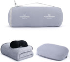 urnexttour 4-in-1 Travel Pillow & Blanket Set with Eye Mask, Memory Foam Neck Support, 50x65 Inch Blanket, Storage Bag for Airplane, Car, Train, Home Travel Grey