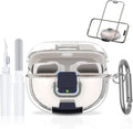 for Bose Ultra Open Earbuds Case with Secure Lock & Phone Stand, Soft TPU Shockproof Protective Clear Case for Bose Open Ear Earbuds Accessories with Cleaning Pen & Keychain (Clear)