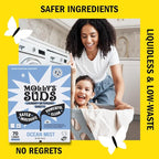 Molly’s Suds Laundry Detergent Sheets | Gentle on Sensitive Skin, Powerful Bio-Based Enzymes, Stain-Fighting | Liquidless & Plastic-Free Packaging | 70 Loads (Ocean Mist)