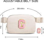 Gitus Belt Bag Fanny Pack Crossbody Bags with Initial Letter Patch Cute Stuff Birthday Gifts for Teenager Girls Trendy Preppy Stuff for Teen Girls(Beige-G)
