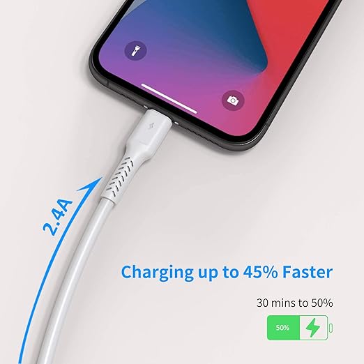 1ft iPhone Charge Cable Short, 5Pack USB to Lightning Cord for Fast Charging Stations 1 Foot Compatible with Apple iPhone 12 11 Pro Max Xs 8 7 6 5 Plus, iPad Air/Mini