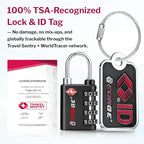Forge Dual-Opening: Key or Combination Lock, TSA Approved Lock for Luggage, Pelican case, Travel, Gym, School, Luggage Combination Lock, Travel Bag Lock (Black 4 Locks and 2 ID)