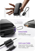 LISEN Qi2.2 25W for Magsafe Power Bank, 65W USB C Fast Charging, 10000mAh Magnetic Wireless Portable Charger with Detachable Cable, Small Battery Pack Compatible with iPhone 15/16/17 (Black)