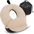 BUYUE Kids Travel Pillows for Airplane, Memory Foam 360° Head Support Sleeping Essentials for Long Flight, Skin-Friendly Soft Neck Pillow for Traveling in Car Seat, (Small, Beige Grey, 40-90 lbs)