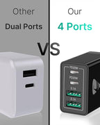 [2-Pack] USB C Wall Charger, Aiminu 40W Fast USB C Charger, 4-Port QC+PD 3.0 Power Adapter Double Fast Wall Plug Type C Charging Block for iPhone 15/14 Pro Max/13/12 mini/11/XS/XR,Tablet, Cube