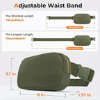 Belt Bag Zipper Fanny Pack Crossbody Bags for Women,Fashion Nylon Waist Packs, Water Repellent Two Way wear with Adjustable Strap Gifts for Teenage Girls Women Men(dark green)