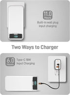 Portable Charger, 20000mAh 22.5W Fast Charging Power Bank with Built-in Cables & Wall Plug, Travel Essential External Battery Pack with LED Display, USB C Battery Phone Charger for iPhone iPad White