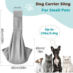 Pawaboo Small Dog Sling Carrier, Reversible Hands Free Dog Sling Carriers for Small Dogs and Cats, Puppy Slings Carrier with Safety Harness, Puppy Essentials, Light Gray