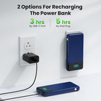 Portable Charger with Built-in AC Plug and Cables,13800mAh All in One USB C Fast Charging Power Bank,Travel Essentials Portable Phone Charger Battery Pack for iPhone 17/16/14,Galaxy,Android-Dark Blue