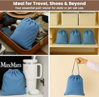LFH Cotton Rich Shoe Storage Bags with Drawstring, Breathable Reusable Organizer, Perfect For Travel, Dorm, Hotel, College, Gym, Easy to Carry, Machine Washable 12"x17" (Pack of 2) - Sky Blue