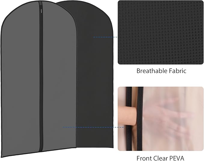 Zilink Clear Garment Bag Dress Bags for Storage Suit Bag Coat Bags with Full Length Zipper for Clothes Closet Storage