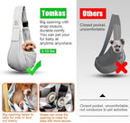 Tomkas Small Dog Cat Sling Carrier Puppy Purse Travel Wrap Soft Crossbody Pet Bag (Grey, M - Zip Pocket & Adjust Strap)