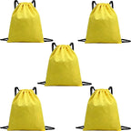 5-Pack Waterproof Drawstring Backpacks, Soccer-Texture Oxford Fabric, 16.9" × 13.8", Lightweight 0.20 lb Each, No Eyelets, Gym & Marathon Gear Sacks(Yellow)