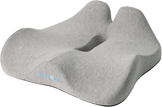 18x16 Inch Gray Memory Foam Seat Cushion for Office Chair, Car Seat, Airplane, Bleacher - Sciatica & Hip & Coccyx Pain Relief Desk Chairs Cushions for Long Sitting Peoples