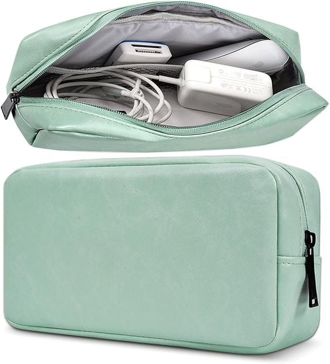 CAAORDKSO Electronic Organizer Travel Cable Accessories Bag, Electronic Organizer Case, Electronic Accessories Organizer Bag for Cable, Cord, Charger, Phone, Power Bank, Earphone (Big-Mint Green)