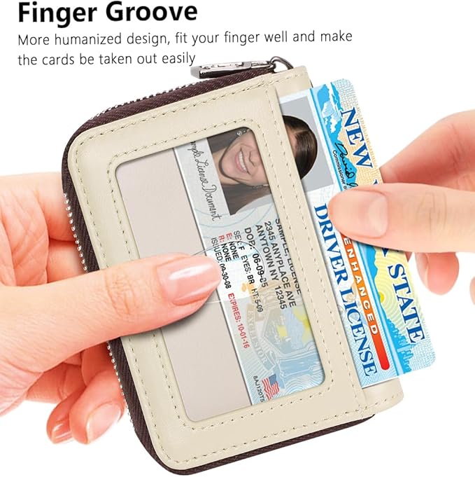 FurArt Zipper Wallet Women, RFID Blocking Credit Card Wallet, Business Card Holder, Compact Size KeyChain Wallet