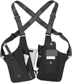 Leather Shoulder Armor Hidden Underarm Strap Wallet Adjustable Anti Pickpocket Accessories with Double Bag for Men, Women Leather Armor(Black)