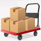 Heavy-Duty Folding Platform Cart with Wheels - Large Plastic Loading Deck Metal Handle Ideal for Luggage Packages and Tools Portable Hand Truck for Easy Transport