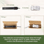 Cable Management Box, Handmade Rattan Cable Organizer with 2 Open Slots, Cord Hider for Power Strip, Router & USB Hub, Registered U.S. Design Patent (D1,112,102), 13" x 5.1" x 5.1", Natural