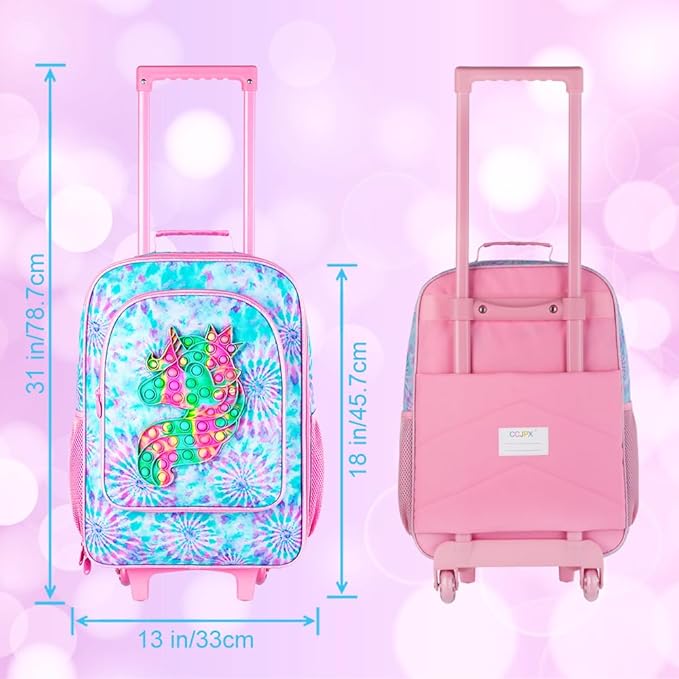 WZLVO Kids Luggage for Boys and Girls, Cute Dinosaur Unicorn Rolling Wheels Suitcase for Toddler Children
