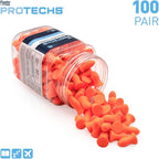 Flents Protechs Foam Ear Plugs, Contoured for Comfort, Ideal for Work with Loud Noise, Heavy Machinery, Construction, Studying & Traveling, NRR 32, Orange, Easy to Use, 100 Pair