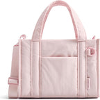 BAGSMART Boxy Tote Bag for Women, Crossbody Bag with Zipper, Crush Bow Purses for Travel Work College