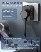 Universal Travel Adapter with 2 PD20W USB-C & 2 QC18W USB-A Ports, Fast Charging International Power Plug Adapter, All-in-One Worldwide Adaptor Converter Wall Charger for US EU UK AUS Asia